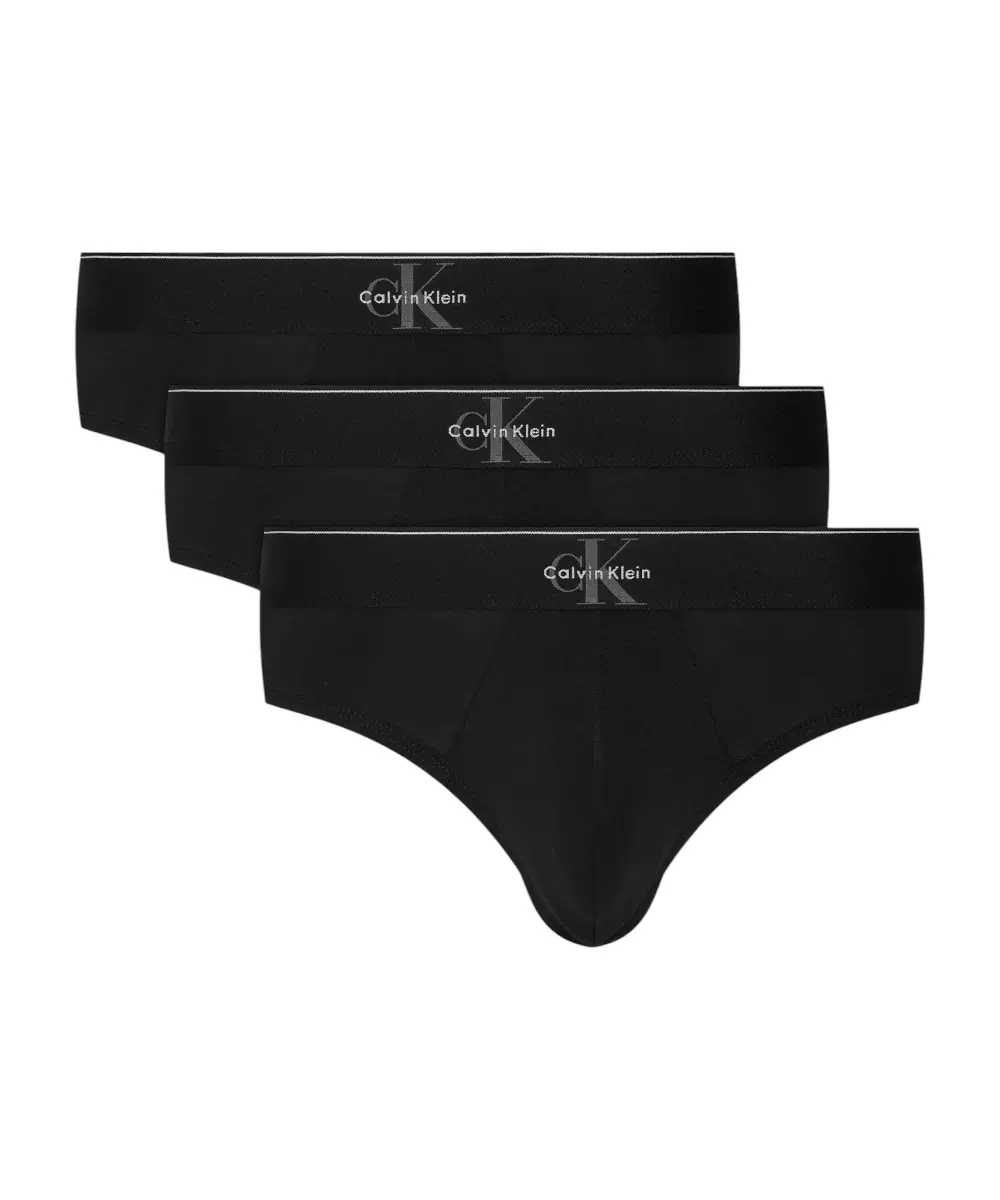 Calvin Klein - Ανδρικά Σλιπ 3Pack Graphic Monogram Cotton Stretch LV00NB4471-UB1 Μαύρο
