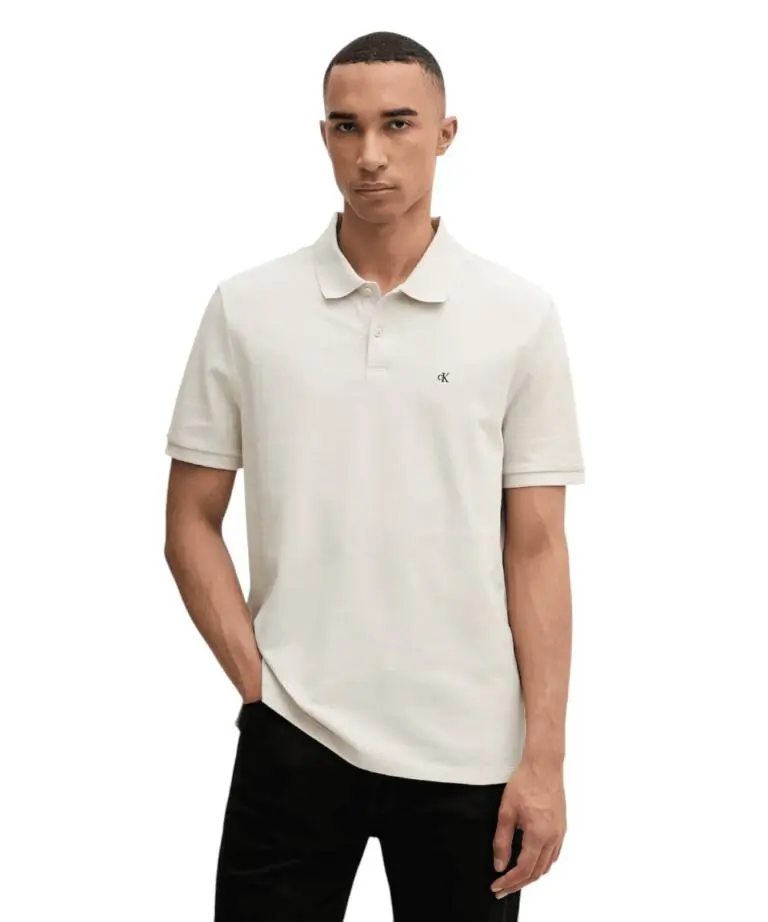 Calvin Klein - Ανδρική Μπλούζα Κοντομάνικη Polo Monogram Pique Plein Air Regular Fit LV040EM269-2JX Μπεζ