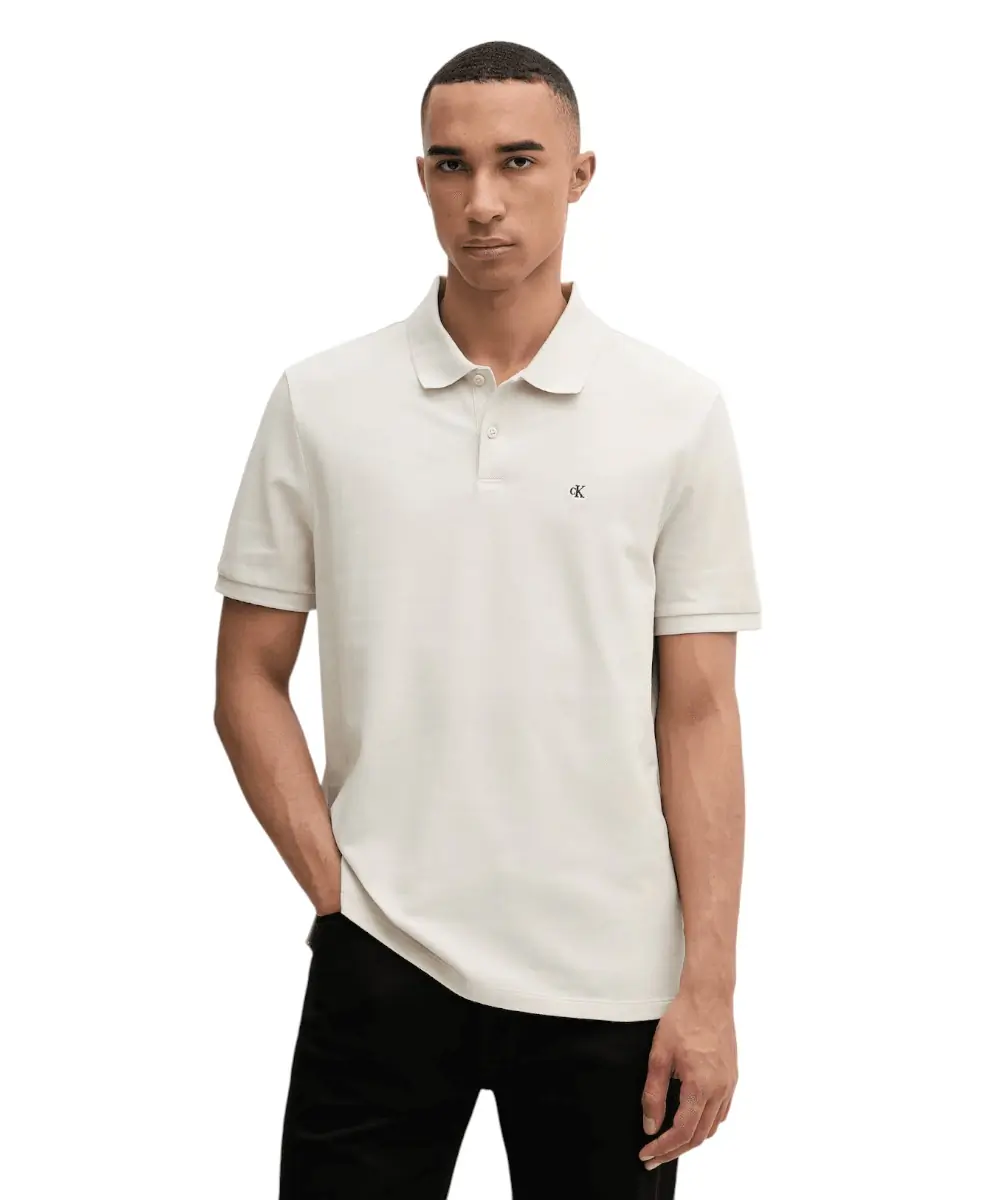 Calvin Klein - Ανδρική Μπλούζα Κοντομάνικη Polo Monogram Pique Plein Air Regular Fit LV040EM269-2JX Μπεζ