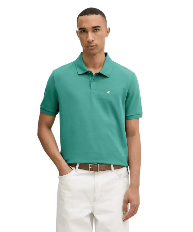 Calvin Klein - Ανδρική Μπλούζα Κοντομάνικη Polo Monogram Pique Plein Air Regular Fit LV040EM269-VFL Πράσινο