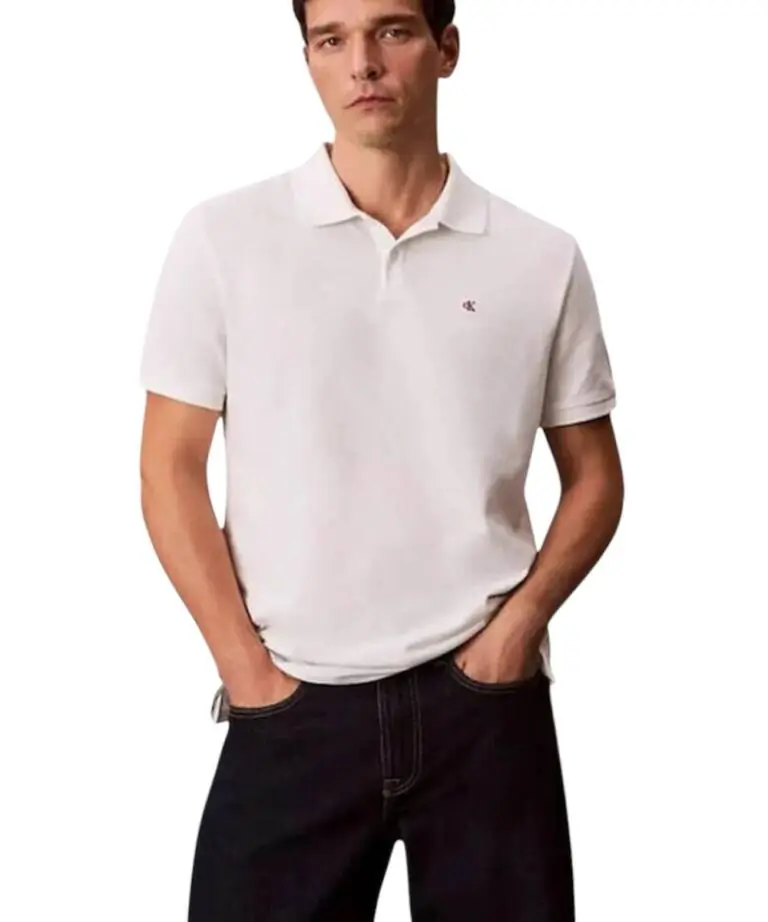 Calvin Klein - Ανδρική Μπλούζα Κοντομάνικη Polo Monogram Pique Plein Air Regular Fit LV040EM269-YAF Λευκό