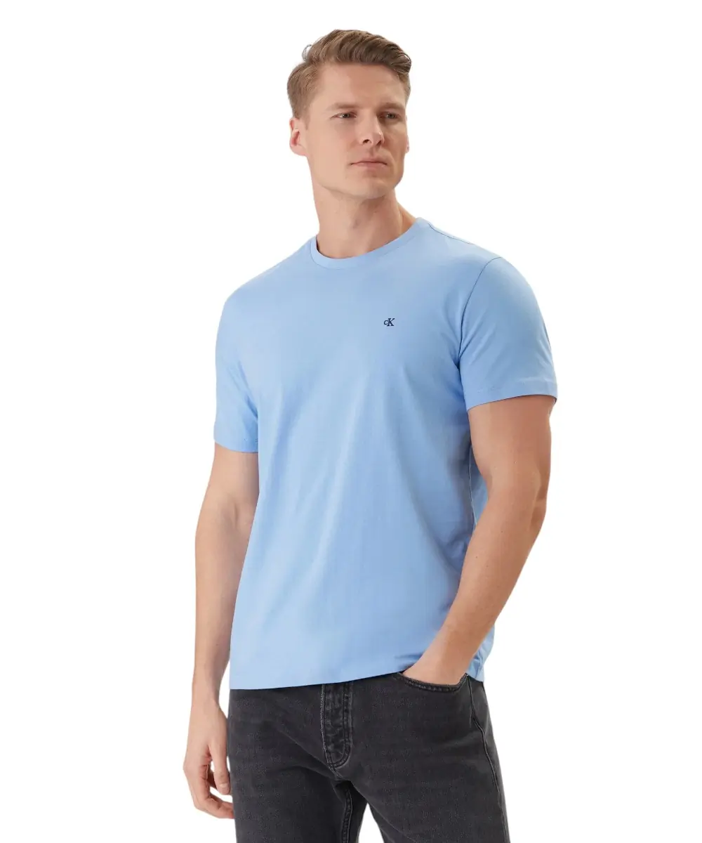 Calvin Klein - Ανδρικό T-shirt Classic Monogram Tee Regular Fit LV04RD254G-C32 Γαλάζιο