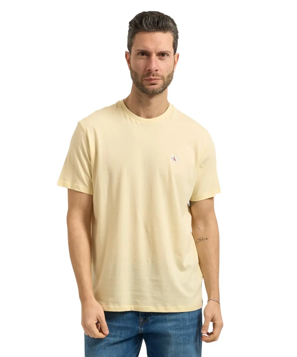Calvin Klein - Ανδρικό T-shirt Cotton Badge Regular Fit LV04RC272G-41M Κίτρινο