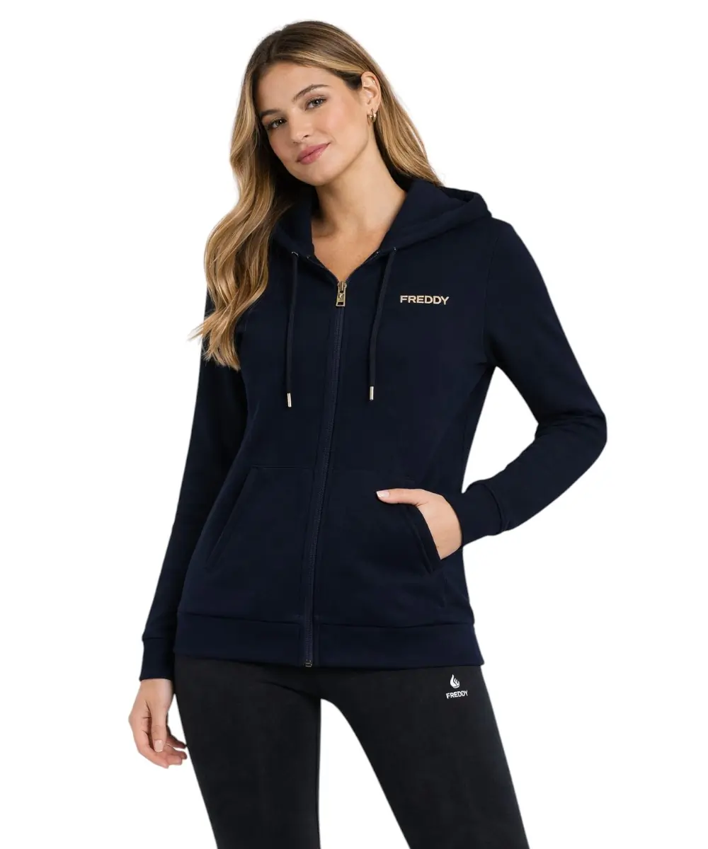 Freddy - Γυναικεία Ζακέτα Φούτερ Zip Rounded Waistband F25WCRS3-B109 Μπλε
