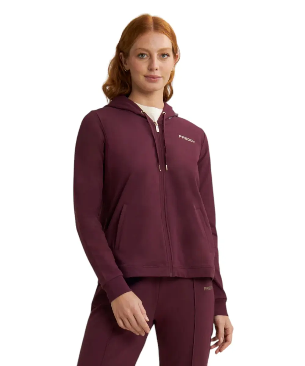 Freddy - Γυναικεία Ζακέτα Φούτερ Zip Rounded Waistband F25WCRS3-K92 Μπορντό