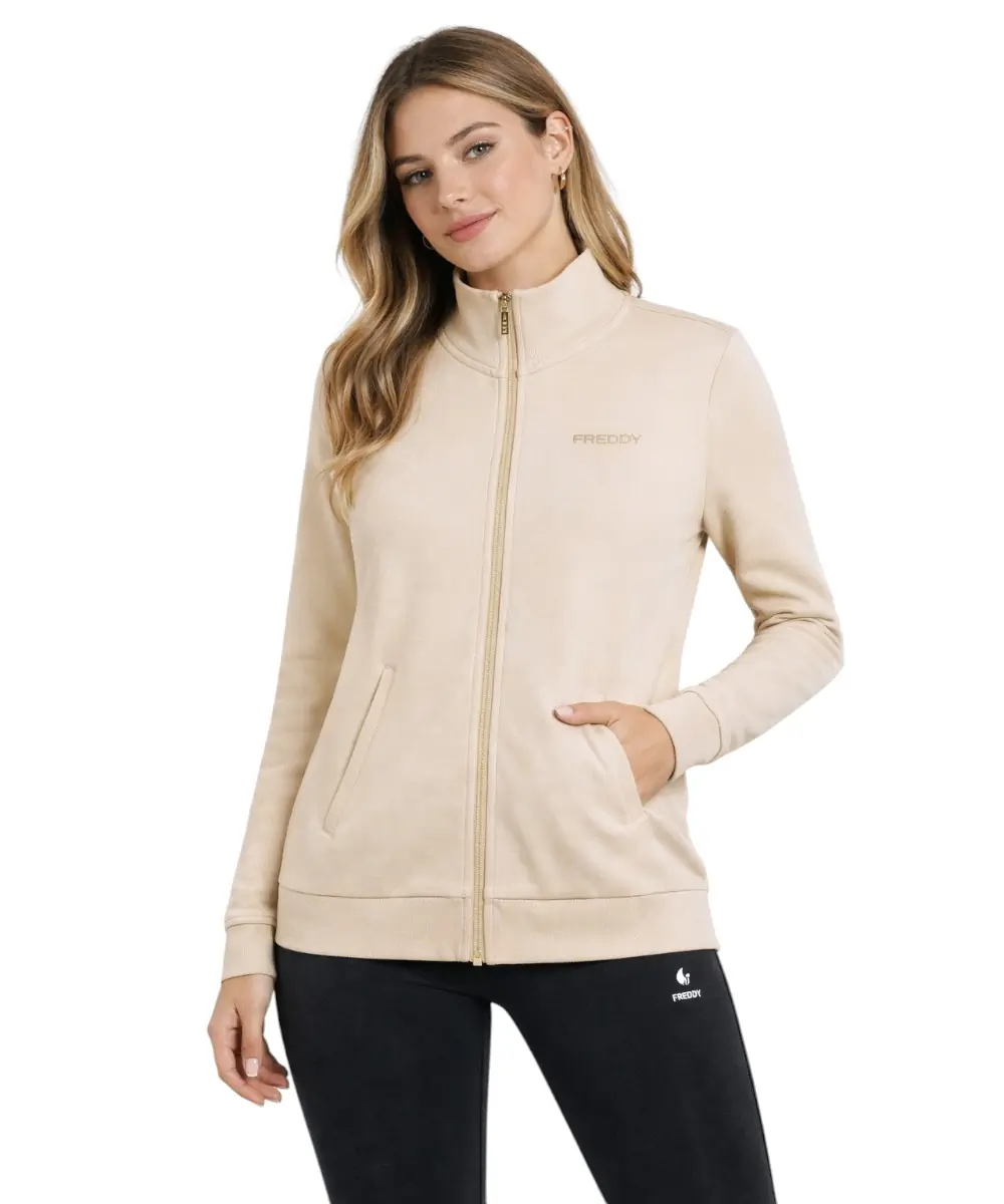 Freddy - Γυναικεία Ζακέτα Φούτερ Zip Turtleneck F25WCRS4-W50 Λευκό
