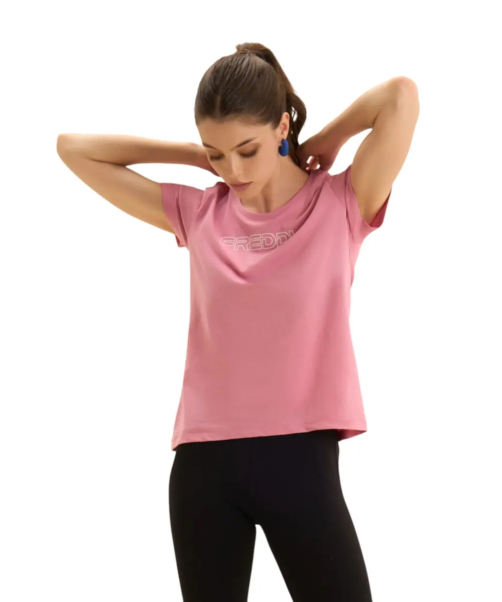 Freddy - Γυναικεία Μπλούζα T-Shirt Short-Sleeved S26WCYLT1-P47 Ροζ