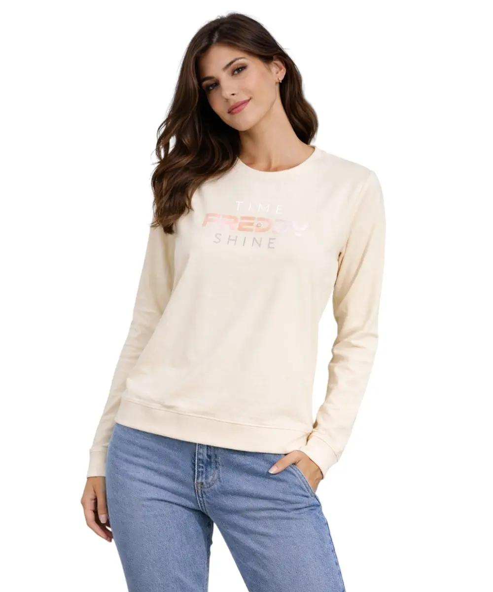 Freddy - Γυναικεία Μπλούζα Φούτερ Time Shine Crew Neck S26WCRS5-W33 Μπεζ