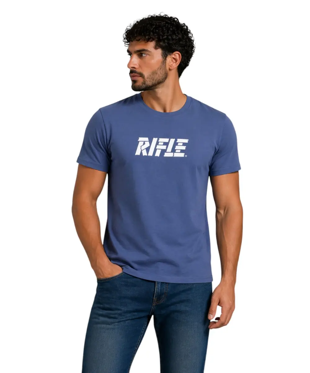Rifle- Ανδρικό T-shirt RFT001-JEANS Μπλε Ραφ