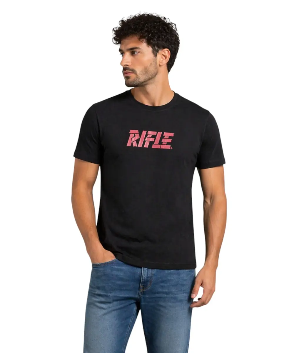 Rifle- Ανδρικό T-shirt RFT001-NERO Μαύρο