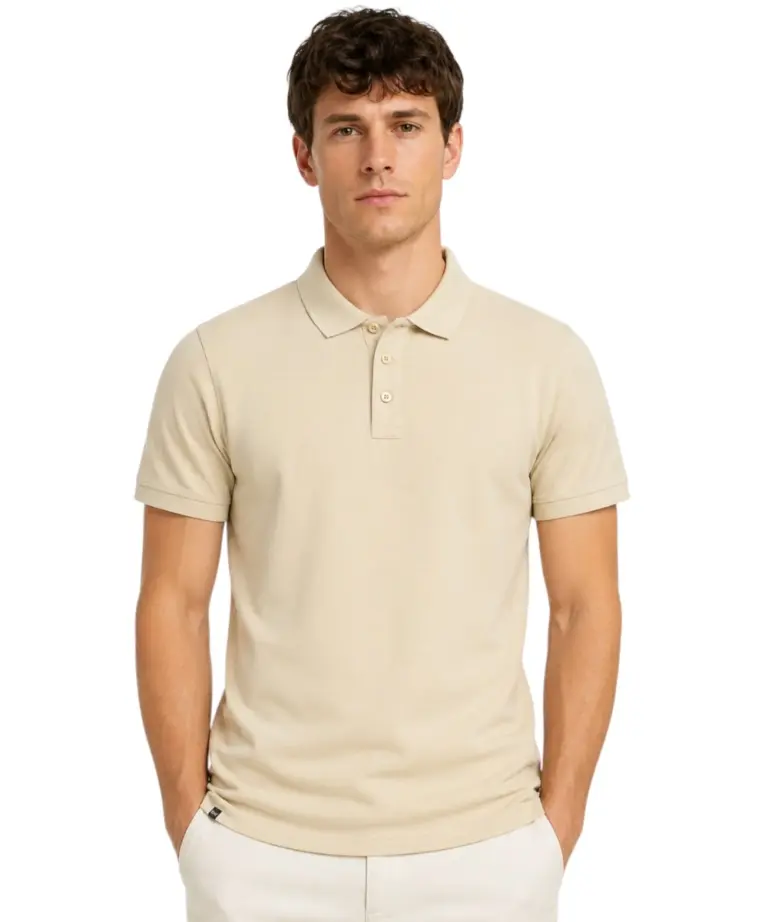 Scuola Nautica Italiana - Ανδρική Κοντομάνικη Μπλούζα Polo 868869-BEIGE Μπεζ