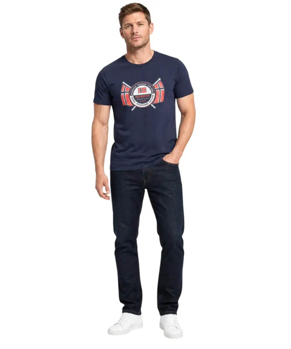 Scuola Nautica Italiana - Ανδρικό T-shirt Κοντομάνικο 856028-NAVY Μπλε Ναυτικό