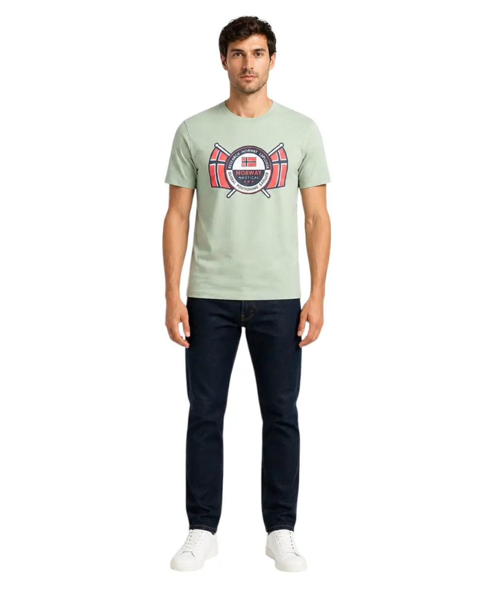 Scuola Nautica Italiana - Ανδρικό T-shirt Κοντομάνικο 856028-SAILOR Πράσινο Ανοιχτό