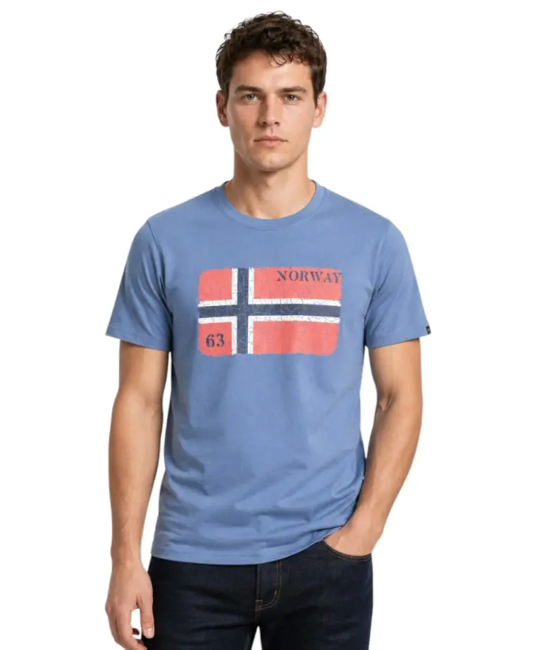 Scuola Nautica Italiana - Ανδρικό T-shirt Κοντομάνικο 866020-DENIM Μπλε Ανοιχτό