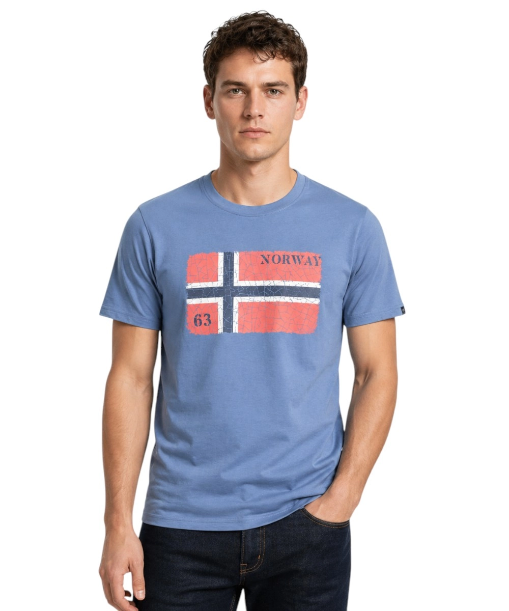 Scuola Nautica Italiana - Ανδρικό T-shirt Κοντομάνικο 866020-DENIM Μπλε Ανοιχτό