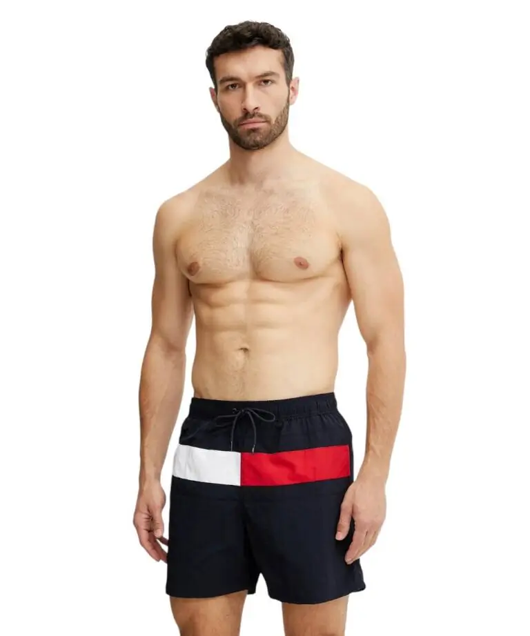 Tommy Hilfiger - Ανδρικό Μαγιό Σορτς Medium Drawstring Print UM0UM03474-DW5 Μπλε Σκούρο