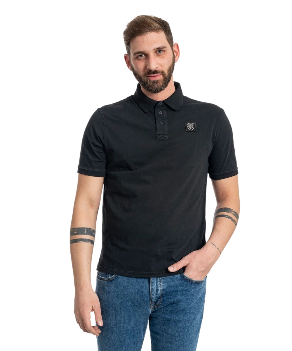 Blauer - Ανδρική Κοντομάνικη Μπλούζα Polo Πικέ Devitt 26SBLUT02307-999 Μαύρο