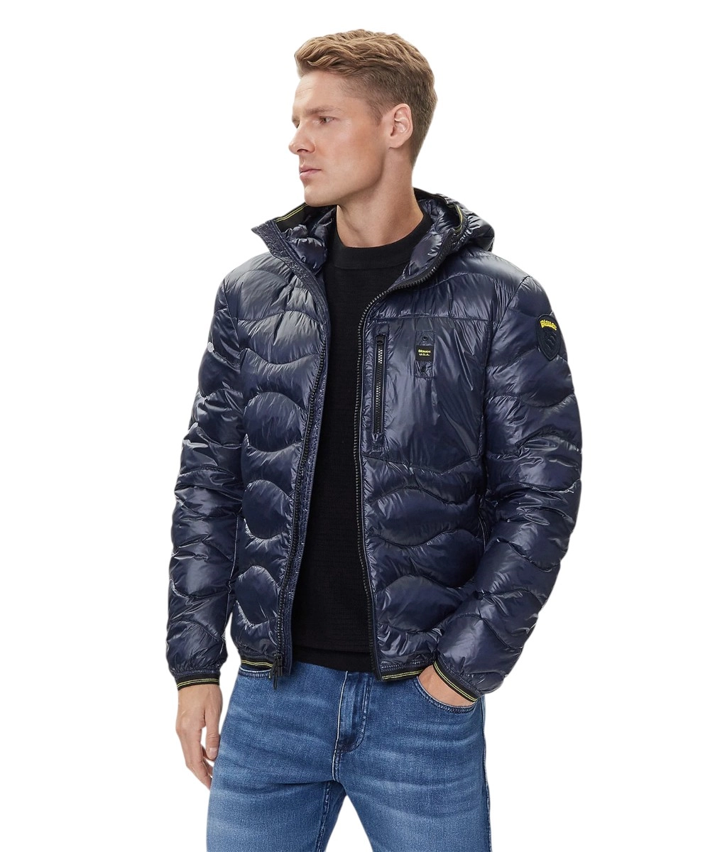 Blauer - Ανδρικό Μπουφάν Wave Hooded Down Jacket 26SBLUC03177-888 Μπλε Σκούρο