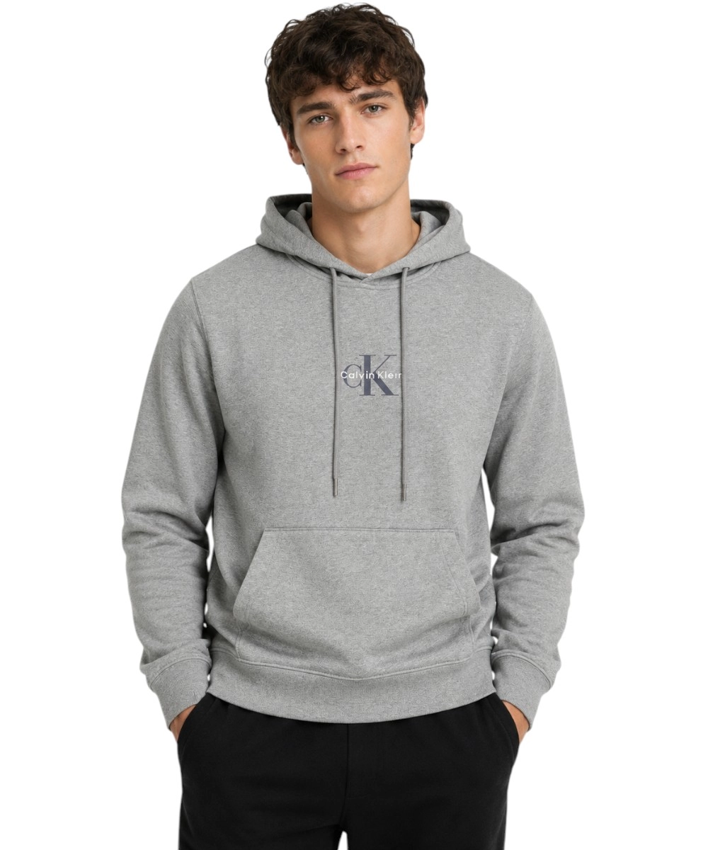 Calvin Klein - Ανδρική Μακρυμάνικη Φούτερ Μπλούζα με Κουκούλα LV04RG279G-P7E Γκρι