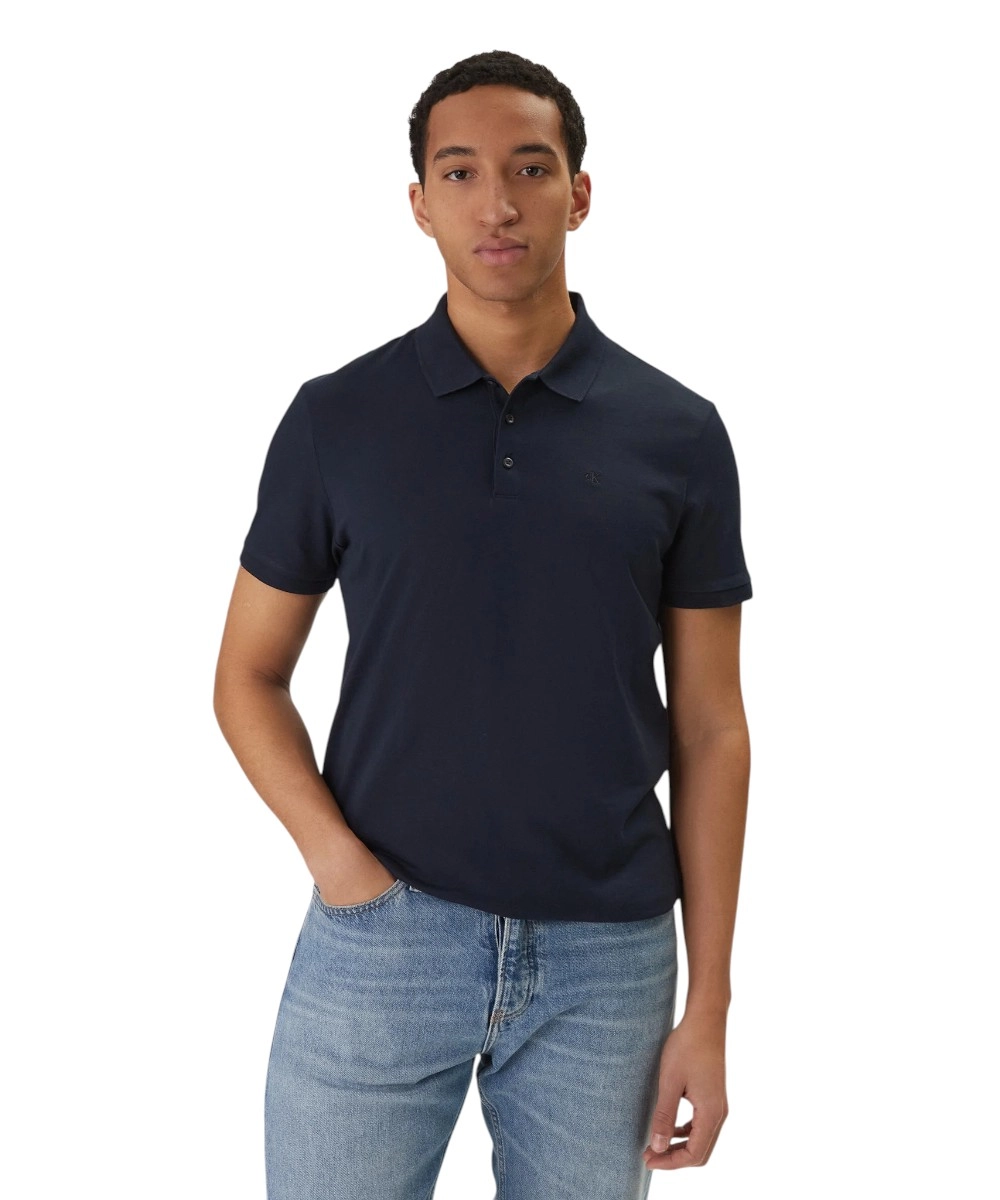 Calvin Klein - Ανδρική Μπλούζα Κοντομάνικη Polo Classic Monogram Regular Fit LV04RD255G-CEF Μπλε