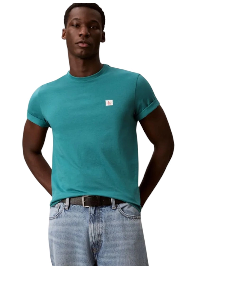 Calvin Klein - Ανδρικό T-shirt Cotton Badge Regular Fit LV04RC272G-8ZU Πετρόλ