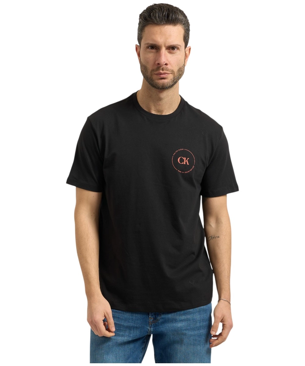 Calvin Klein - Ανδρικό T-shirt Linear Logo Regular Fit LV04RF801G-UB1 Μαύρο