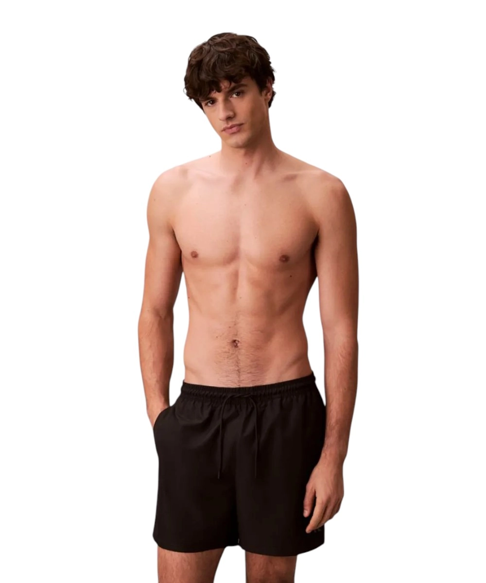 Calvin Klein - Ανδρικό Μαγιό Σορτς Medium Drawstring Monogram LV00N61045-UB1 Μαύρο