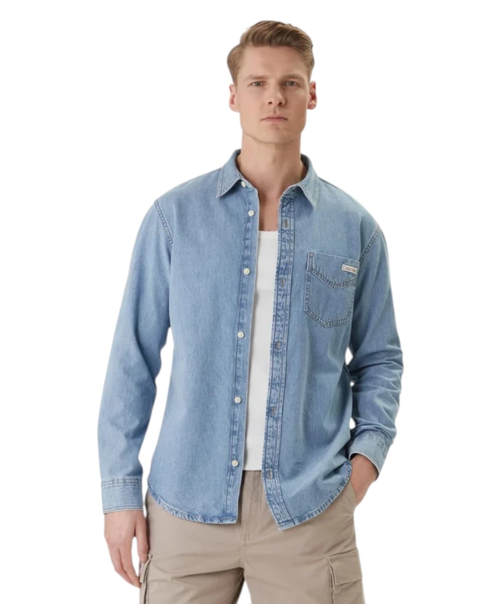 Calvin Klein - Ανδρικό Πουκάμισο Jean Essential LV04RE710G-3TR Μπλε Ανοιχτό