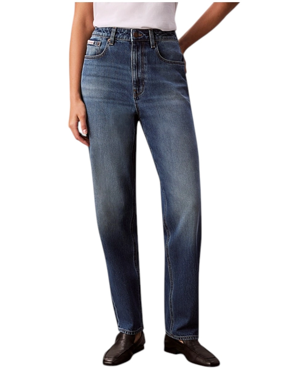 Calvin Klein - Γυναικείο Παντελόνι Jean High Rise Tapered LV047E907G-MZK Μπλε