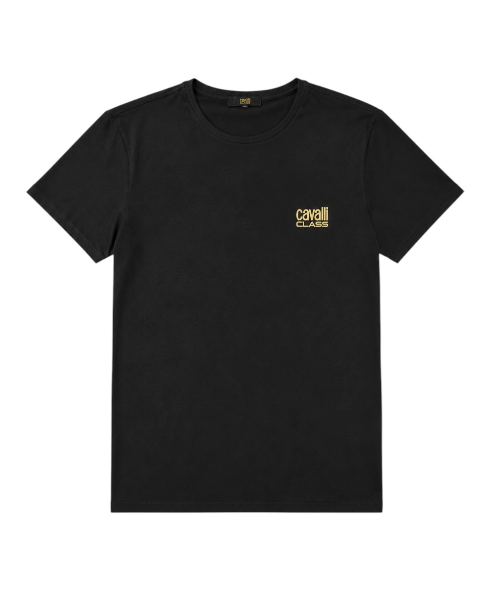 Cavalli Class - Ανδρική Μπλούζα T-Shirt Κοντομάνικη Regular Fit QXO03DJD003-05051 Μαύρο