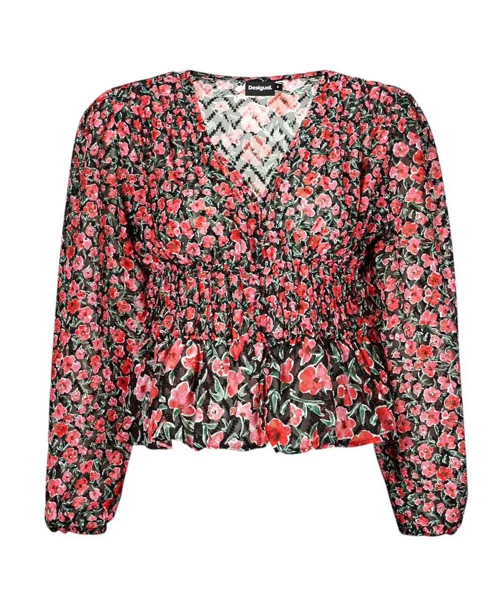 Desigual - Γυναικεία Μπλούζα Πουκάμισο Zoé 24SWBW17-2000 Μαύρο/Ροζ