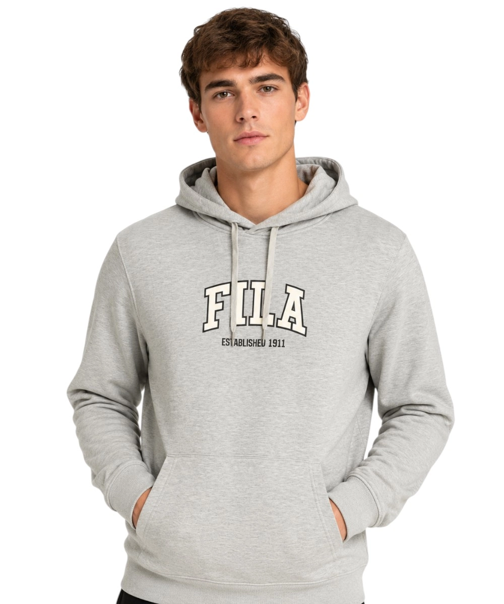 Fila - Ανδρική Μπλούζα Φούτερ Με Κουκούλα Rifredi FAM1218-80000 Γκρι
