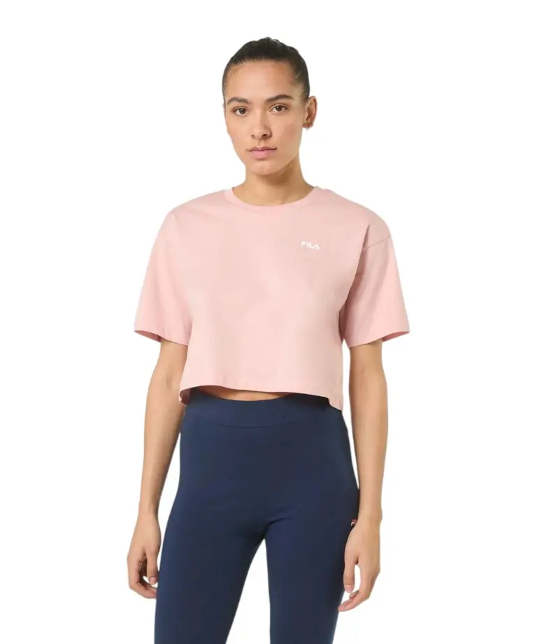 Fila - Γυναικείο Αθλητικό T-shirt Locri loose Cropped tee FAW1056-40133 Ροζ