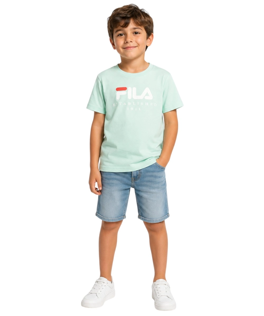 Fila - Παιδικό T-shirt Benna Logo FAK0432-60106 Πράσινο Ανοιχτό