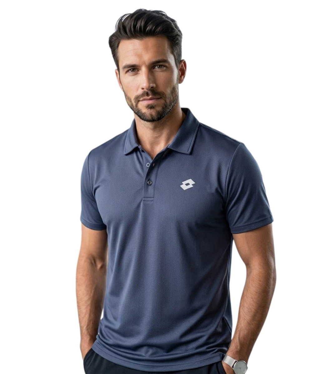Lotto - Ανδρικό Κοντομάνικο Polo Athletic Regular Fit Dry-Tech 468840-NAVY Μπλε Ναυτικό