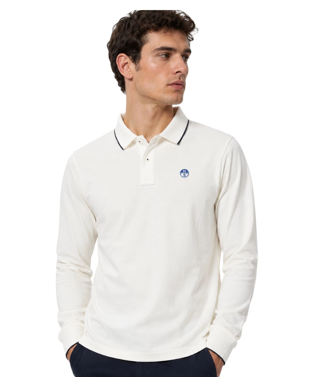North Sails- Ανδρική Μακρυμάνικη Μπλούζα TShirt Polo 692462-000-0101 Λευκό