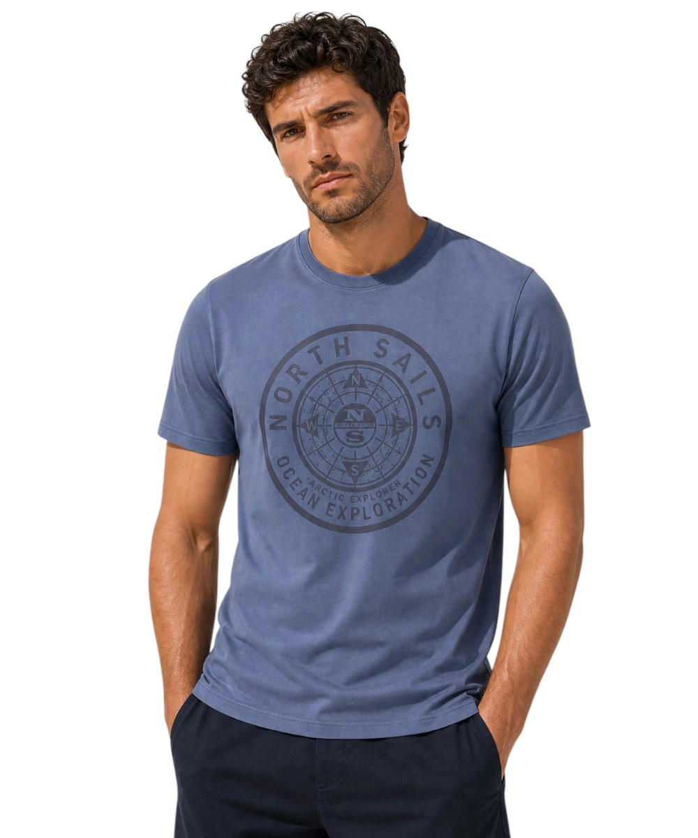 North Sails - Ανδρικό T-shirt Κοντομάνικο Regular Fit 996025-000-0772 Μπλε