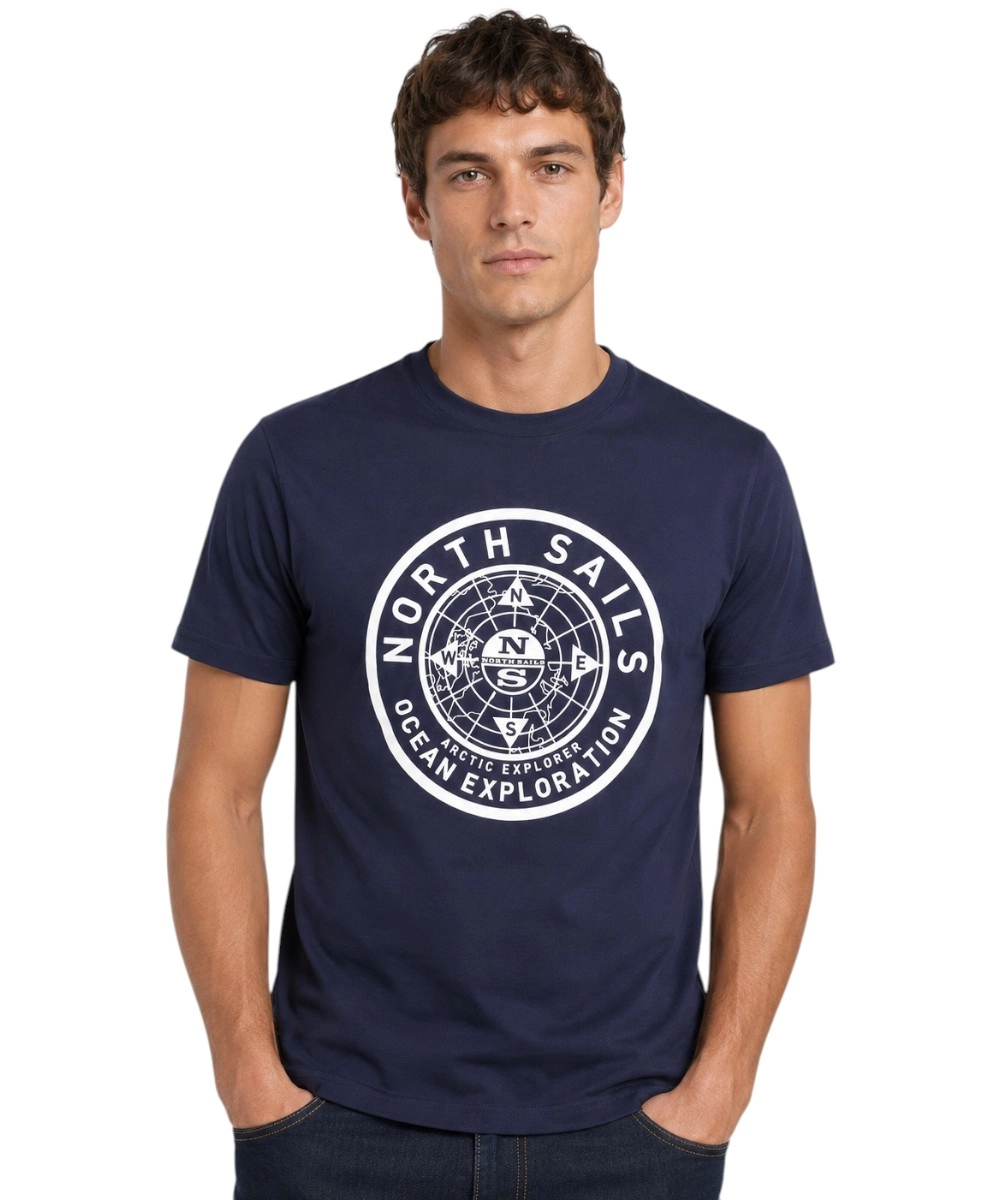 North Sails - Ανδρικό T-shirt Κοντομάνικο Regular Fit 996025-000-0802 Μπλε Σκούρο