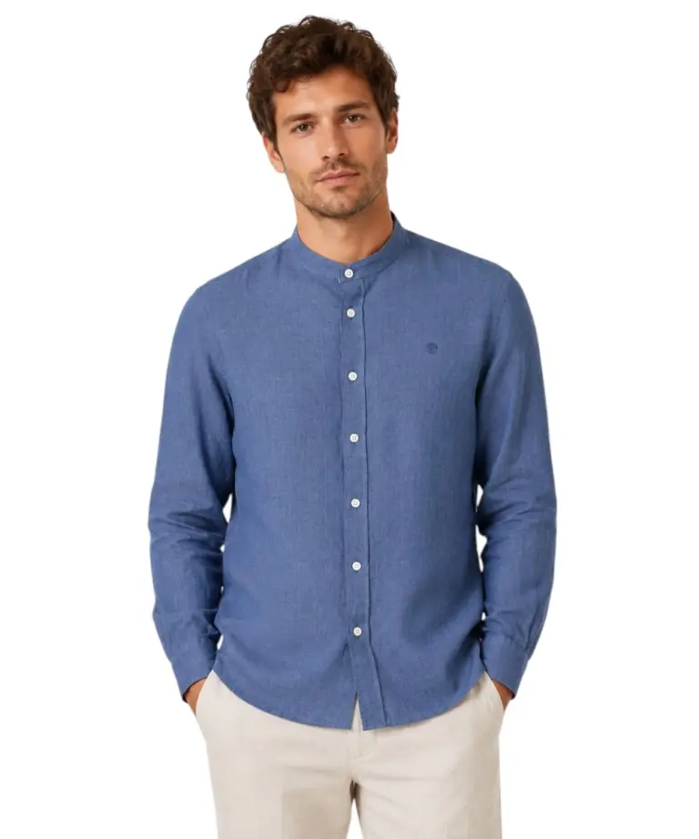 North Sails - Ανδρικό Μακρυμάνικο Πουκάμισο Mandarin Collar 664438-000-0787 Μπλε