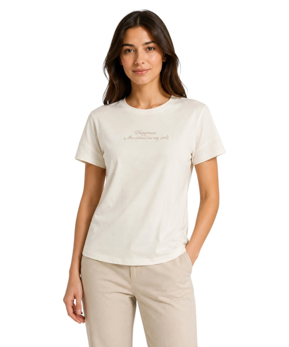 North Sails - Γυναικεία Κοντομάνικη Μπλούζα slogan Print 093567-000-0105 Λευκό