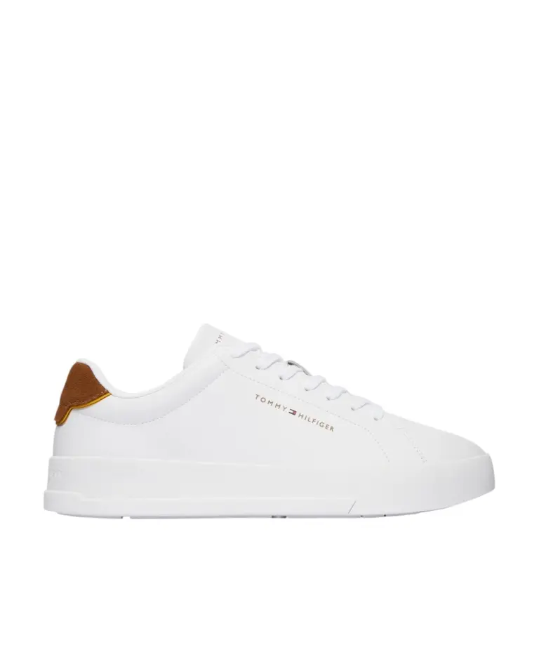 Tommy Hilfiger - Ανδρικά Sneakers Th Court Lth Detail Ess FM0FM05367-02R Λευκό/Καφέ