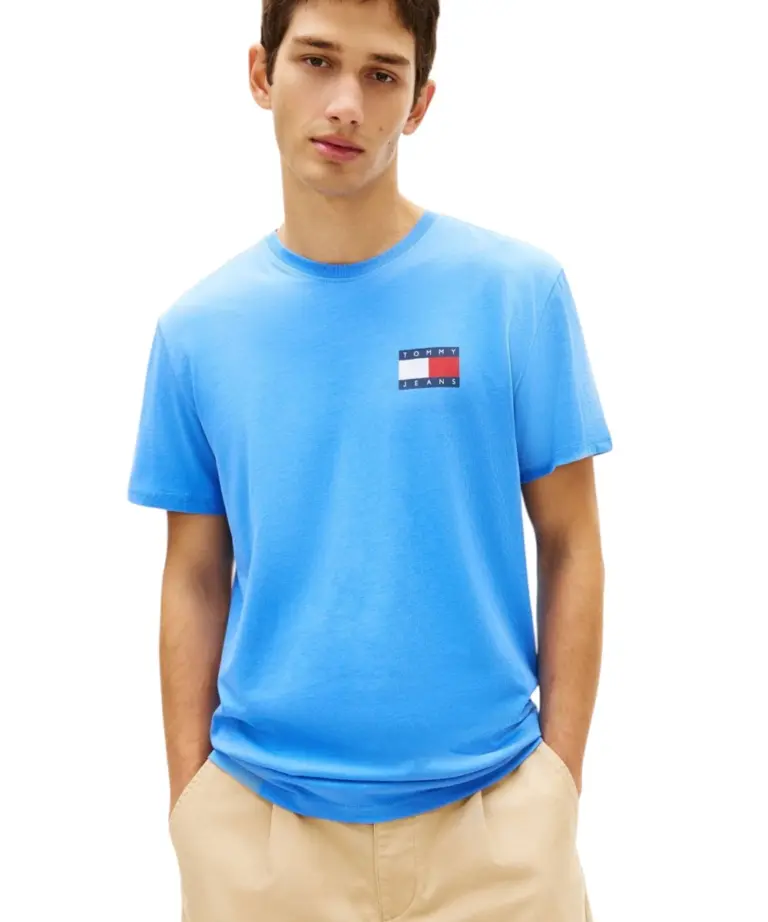 Tommy Hilfiger - Ανδρικό T-shirt Th Essential Flag Tee Regular Fit DM0DM20740-C38 Γαλάζιο