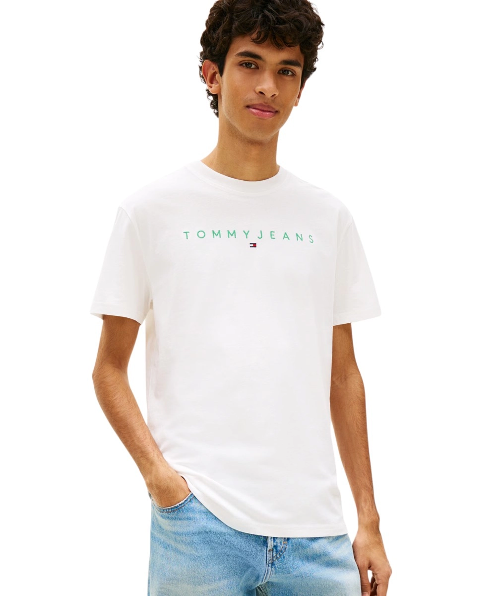 Tommy Hilfiger - Ανδρικό T-shirt Th Linear Logo C-Neck DM0DM20744-L5Y Εκρού