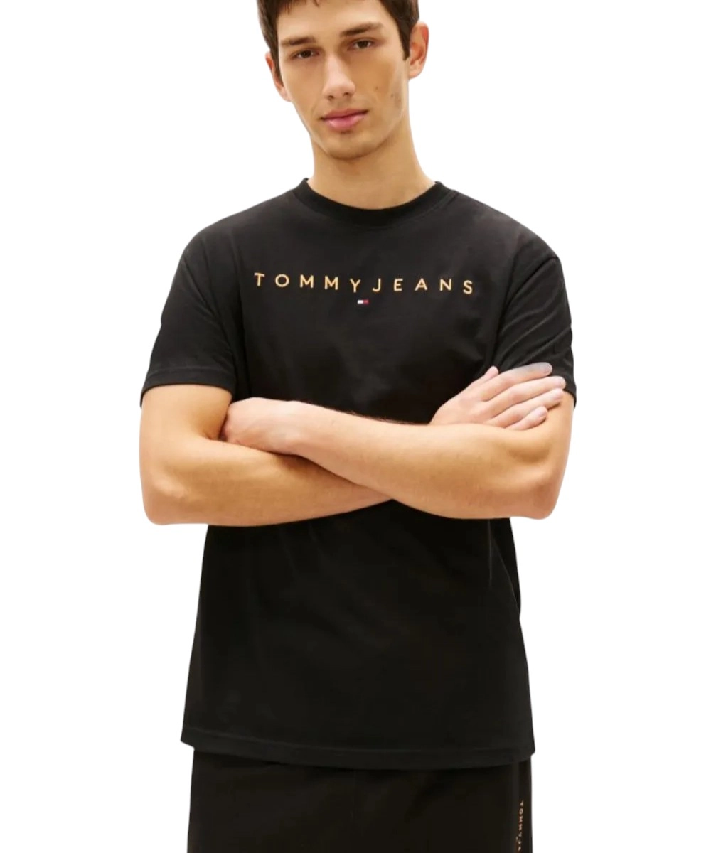 Tommy Hilfiger - Ανδρικό T-shirt Th Linear Logo C-Neck DM0DM20744-SEV Μαύρο