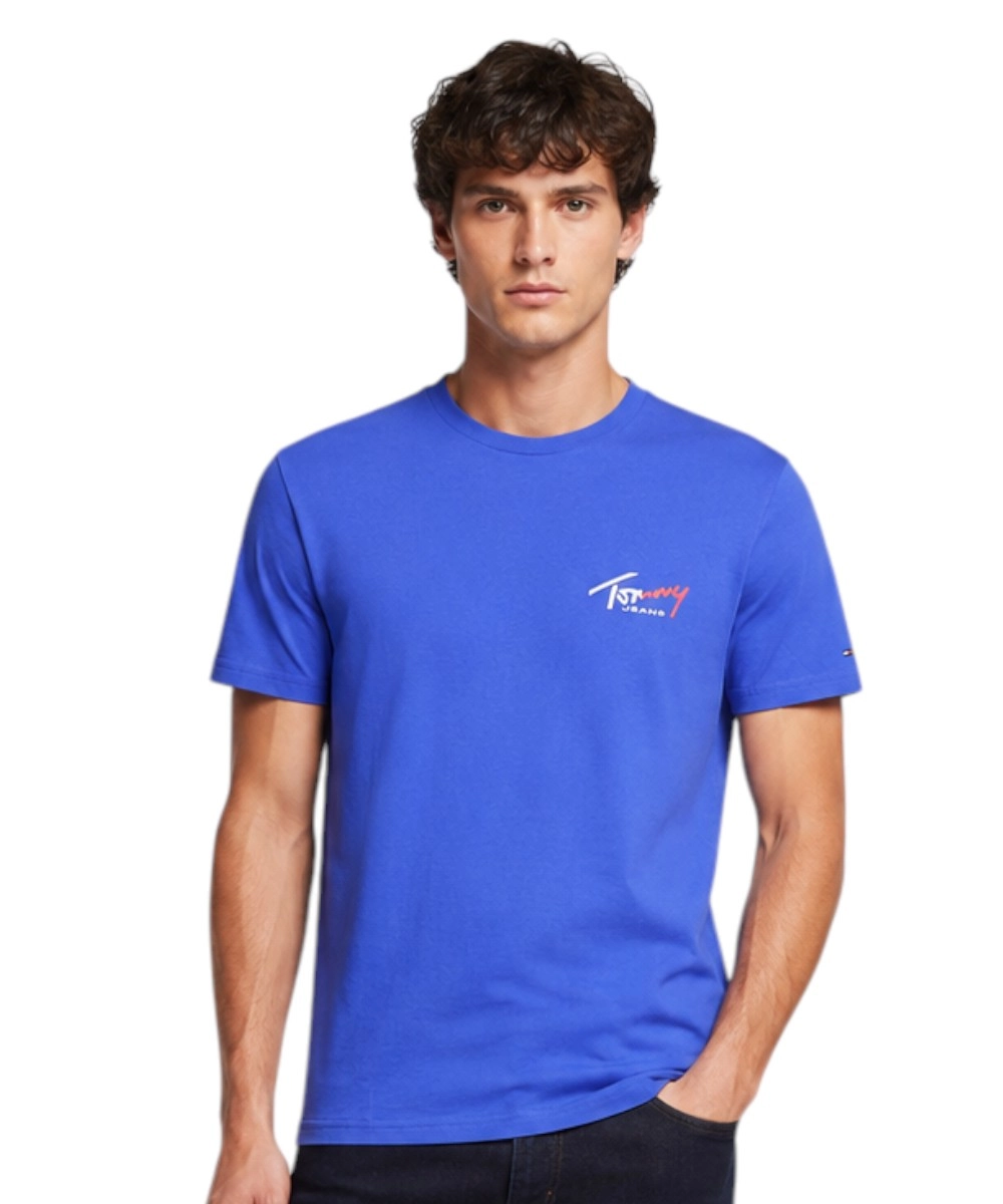 Tommy Hilfiger - Ανδρικό T-shirt Tjw Sign Slim Fit DM0DM22538-C63 Μπλε