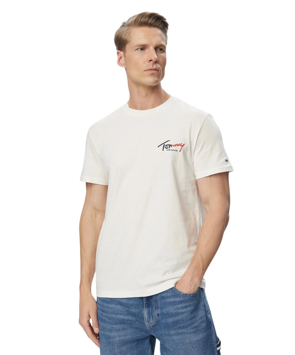 Tommy Hilfiger - Ανδρικό T-shirt Tjw Sign Slim Fit DM0DM22538-YBH Εκρού
