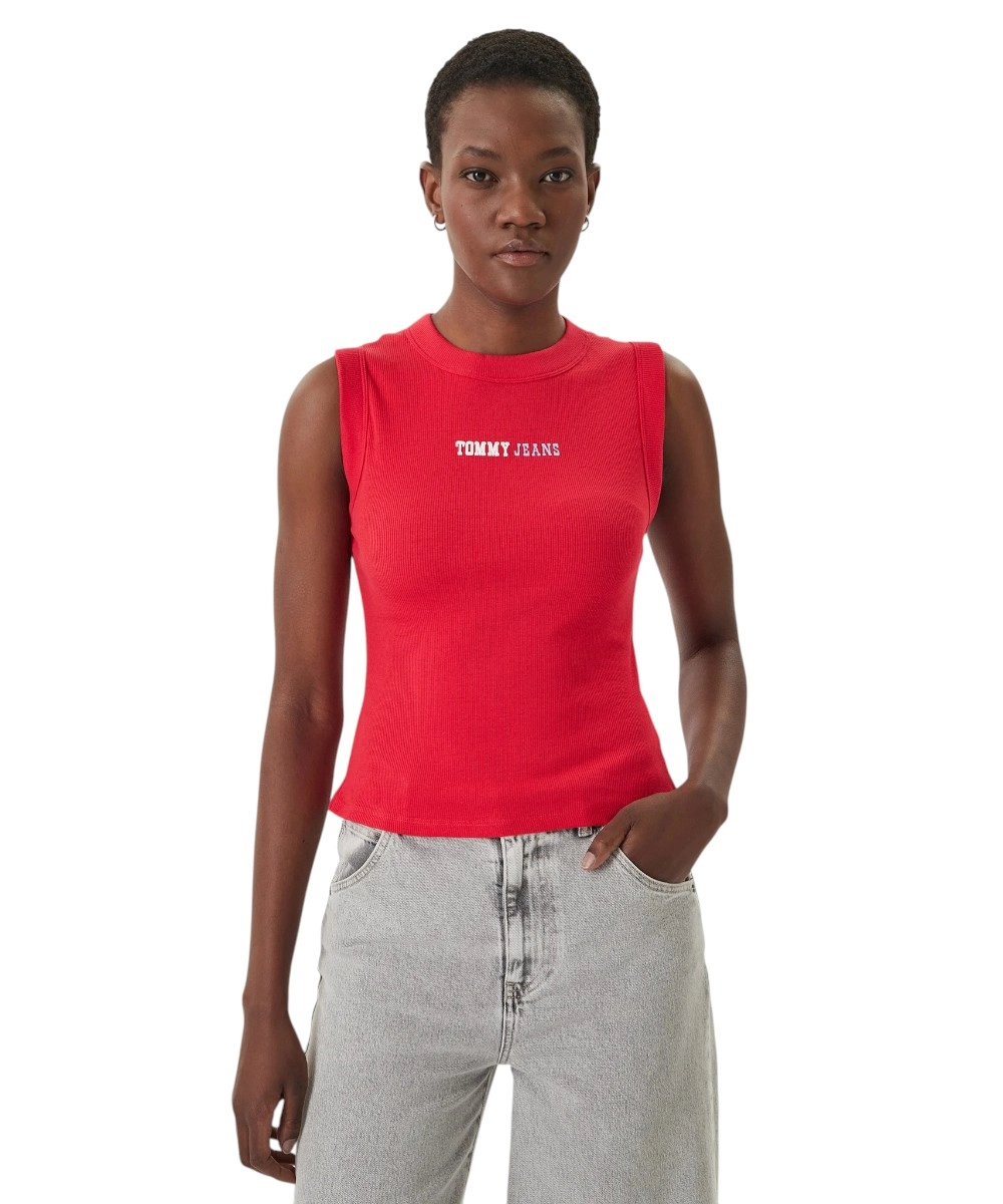 Tommy Hilfiger - Γυναικείο T-shirt Αμάνικο Essential Logo Rib Tank Slim Fit DW0DW22577-XK3 Κόκκινο