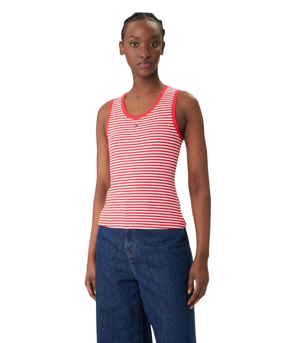 Tommy Hilfiger - Γυναικείο T-shirt Αμάνικο Rib Essential Tank Top Slim Fit DW0DW20673-0EY Κόκκινο