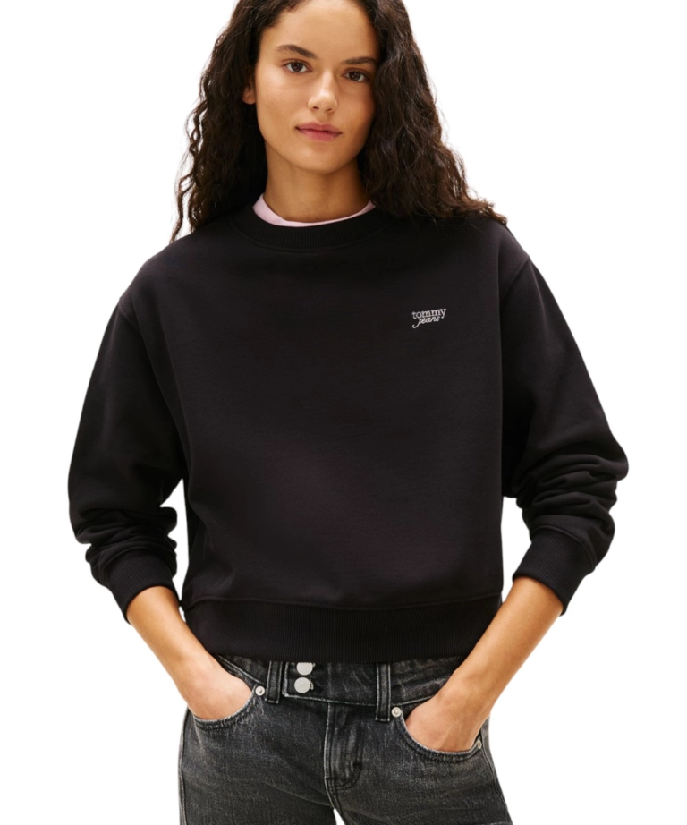 Tommy Hilfiger - Γυναικείο Φούτερ Rlx Sh Silver Script Crew Relaxed Fit DW0DW22985-BDS Μαύρο