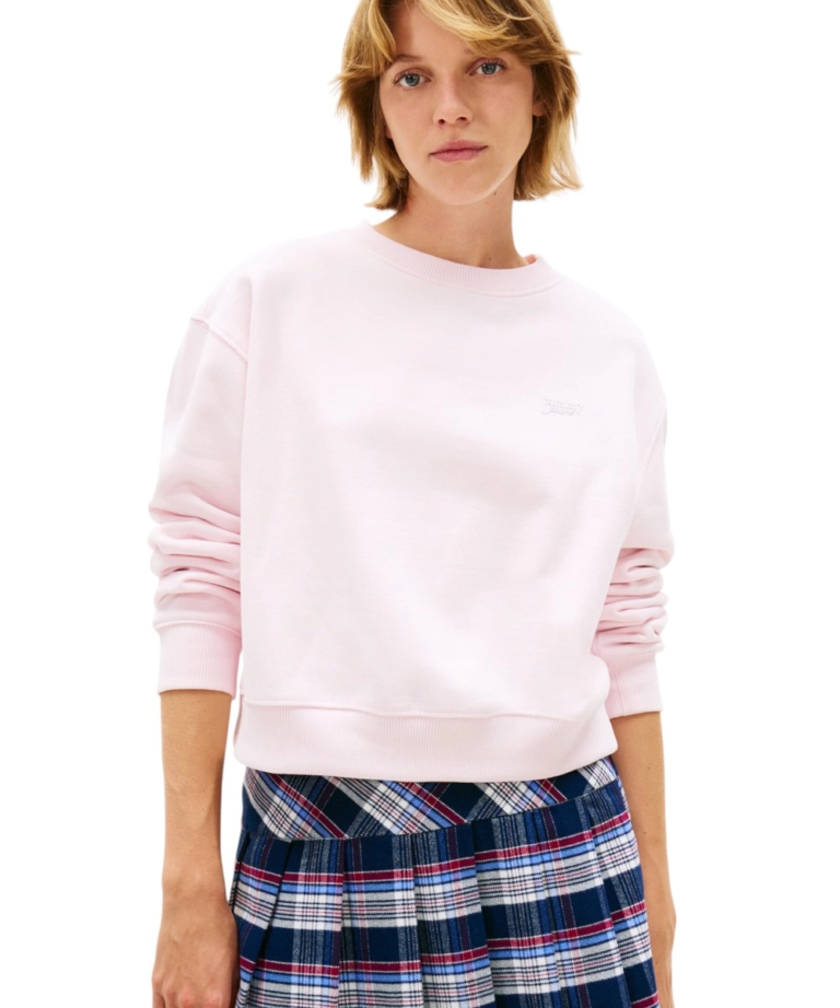 Tommy Hilfiger - Γυναικείο Φούτερ Rlx Sh Silver Script Crew Relaxed Fit DW0DW22985-TOG Ροζ